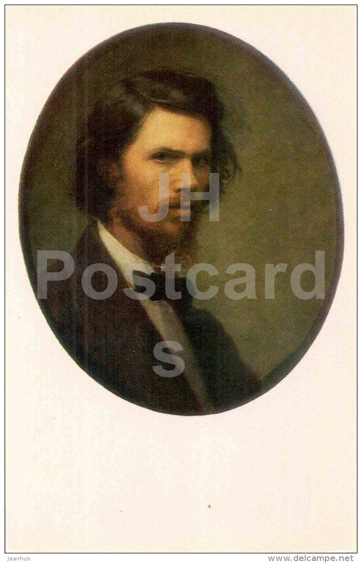 painting by Ivan Kramskoi - Self-Portrait , 1867 - Tretyakov Gallery - russian art - unused - JH Postcards
