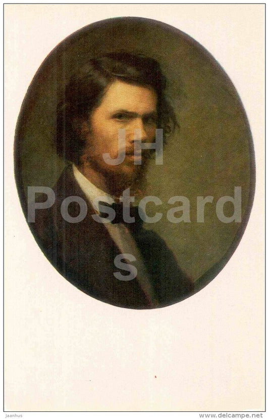 painting by Ivan Kramskoi - Self-Portrait , 1867 - Tretyakov Gallery - russian art - unused - JH Postcards