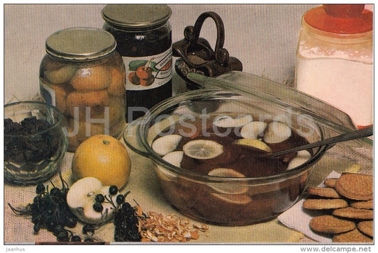 Sweet Soup from Rhubarb Apples and Strawberries - Soup recipes - 1988 - Russia USSR - unused - JH Postcards