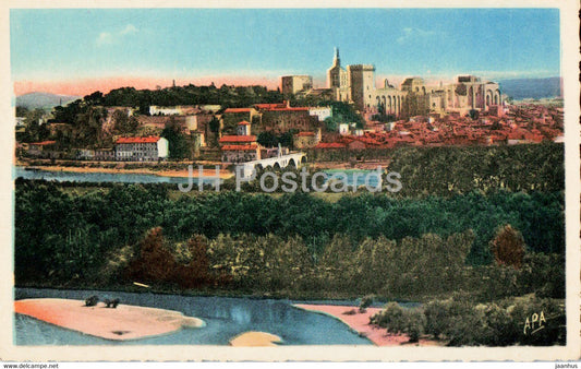 Avignon - Vue Generale sur le Palais des Papes - Le Grand et le Petit Rhone - 5 - old postcard - France - unused - JH Postcards