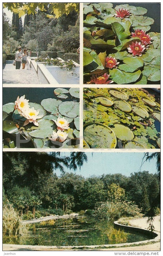 Water Cascade in the Lower Park - Nymphea - Nikitsky Botanical Garden - Crimea - 1989 - Ukraine USSR - unused - JH Postcards