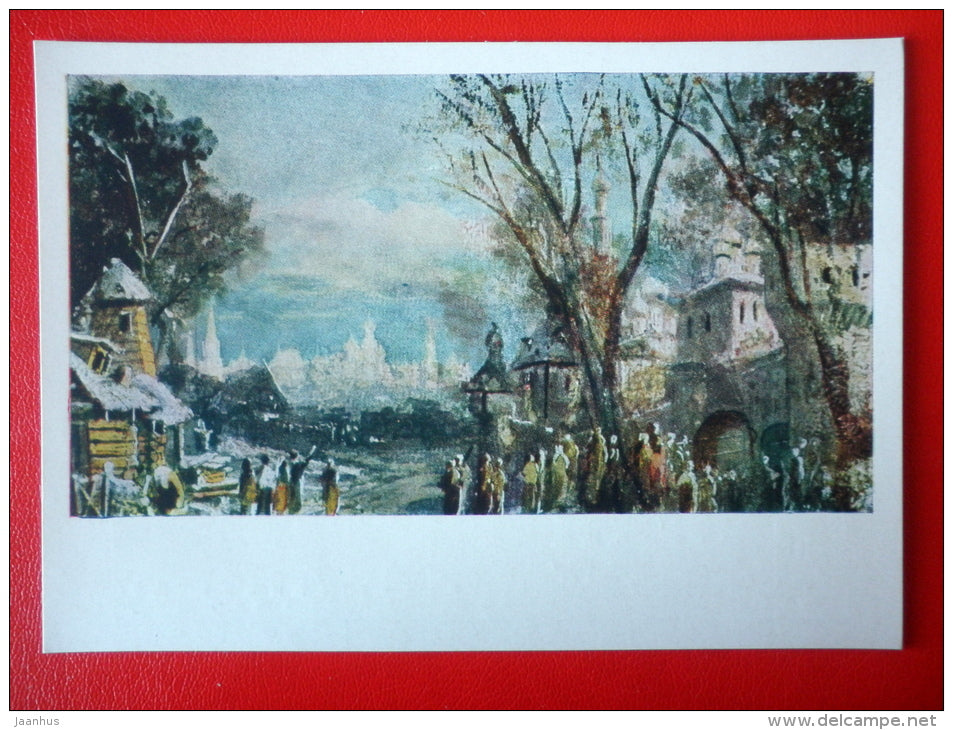 painting by M. Bocharov . Design for Mussorgski opera Boris Godunov - State Theatre Museum in Moscow - unused - JH Postcards
