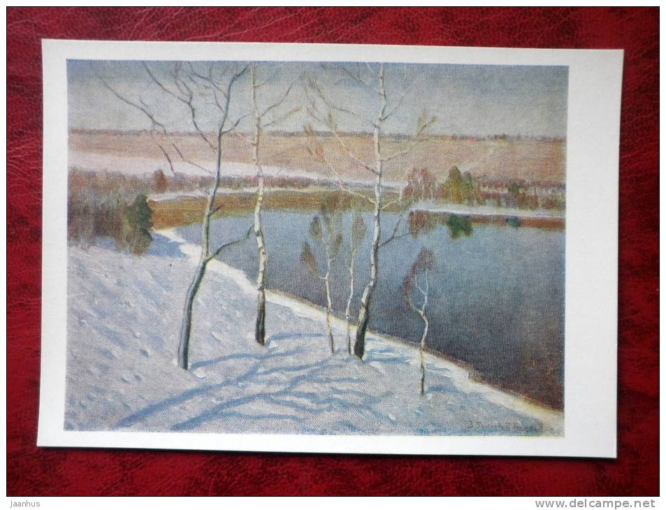Painting by W. K. Bialynicki-Birula - early spring - nature - russian art - unused - JH Postcards