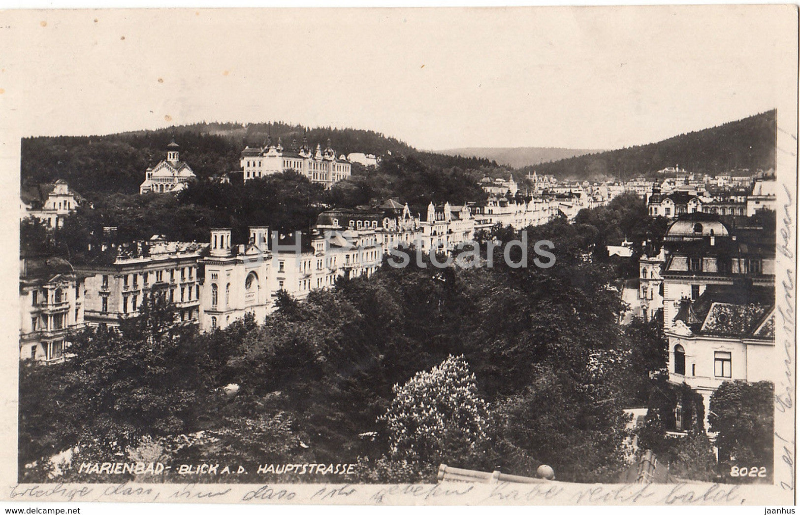 Marianske Lazne - Marienbad - Blick a d Hauptstrasse - 8022 - old postcard - 1929 Czechoslovakia - Czech Republic - used - JH Postcards