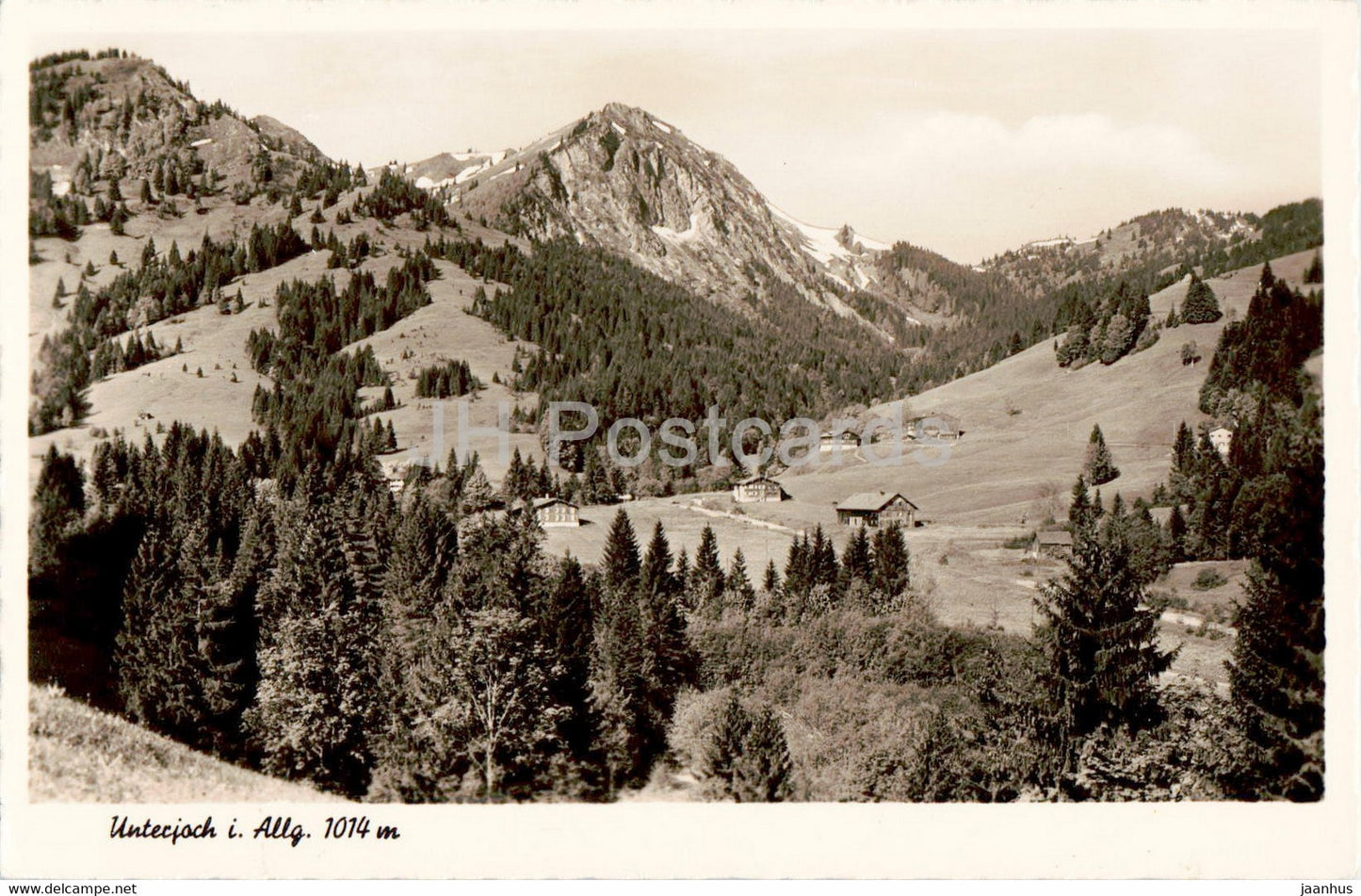 Unterjoch i Allg  1014 m - Obergschwend mit Spiesser 1649 m - old postcard - Germany - unused - JH Postcards