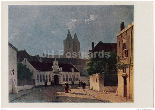 painting by Jan Weissenbruch - Dutch city street - Dutch art - old postcard - Russia USSR - unused - JH Postcards