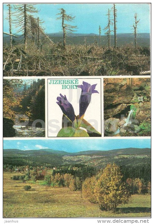 Jizerske Hory - Jizery peak - Jizera river - Stolpich waterfall - Czechoslovakia - Czech - used 1977 - JH Postcards