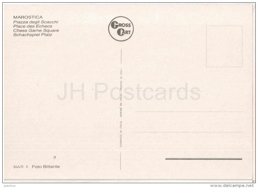 Piazza degli Scacchi - Chess Game Square - Marostica - Vicenza - Veneto - Mar 8 - Italia - Italy - unused - JH Postcards