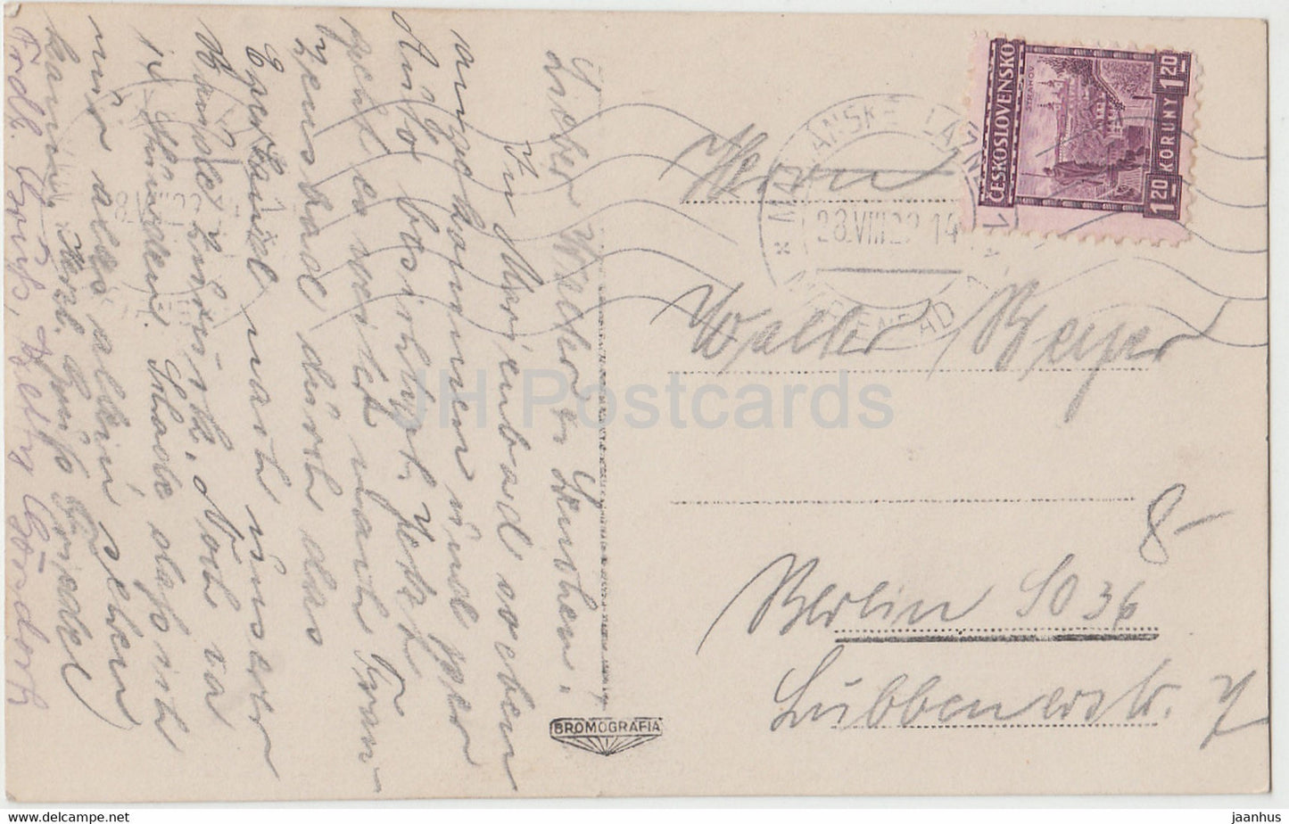 Marianske Lazne - Marienbad - Blick ad Hauptstrasse - 8022 - carte postale ancienne - 1929 Tchécoslovaquie - République tchèque - utilisé