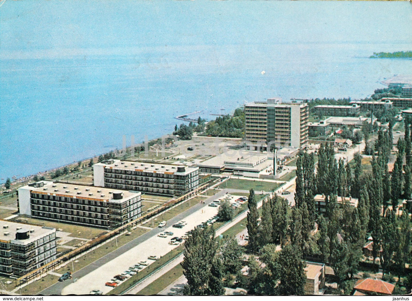 Greetings from the lake Balaton - beach - hotel - 1975 - Hungary - used - JH Postcards
