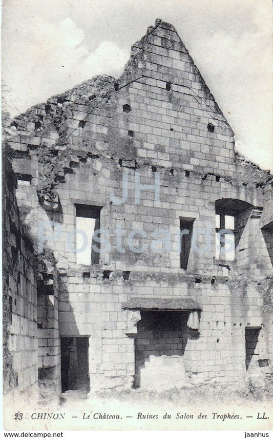 Chinon - Le Chateau - Ruines du Salon des Trophees - castle ruins - 23 - old postcard - 1916 - France - used - JH Postcards