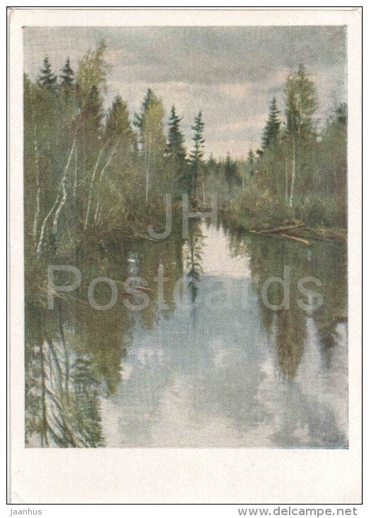 painting by A. Liberov - North Spring - russian art - unused - JH Postcards
