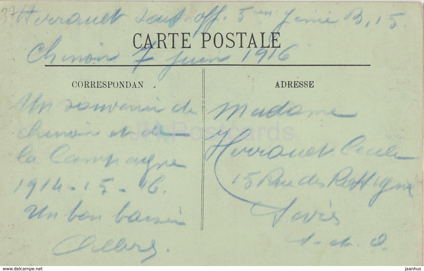 Chinon - Le Château - Ruines du Salon des Trophées - ruines du château - 23 - carte postale ancienne - 1916 - France - utilisé