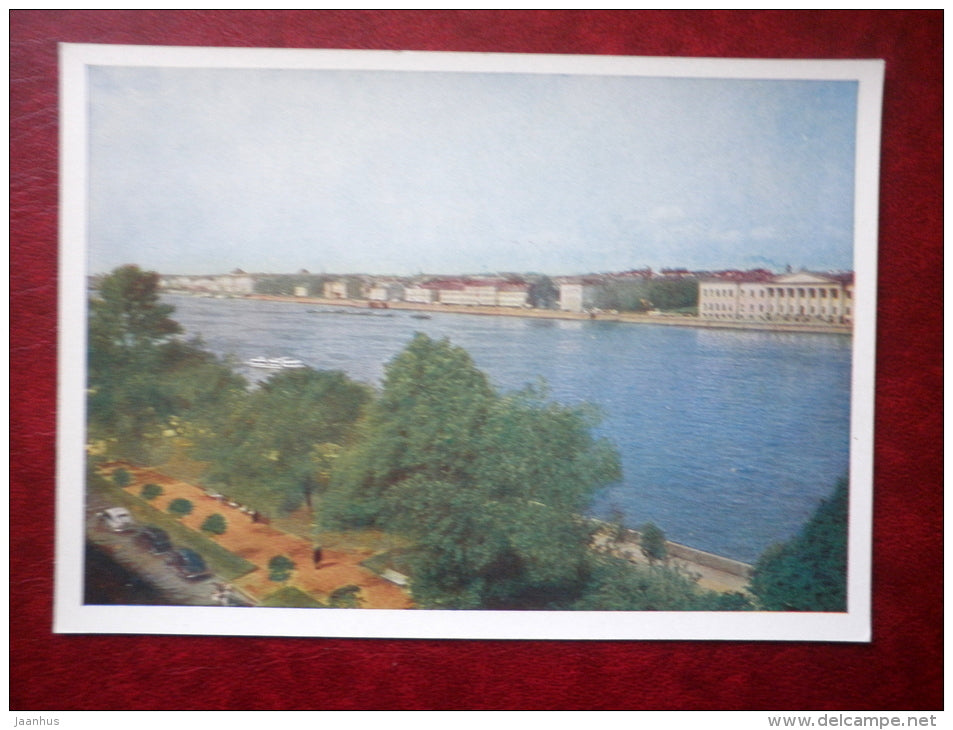 View of the University Embankment of Vasilyevsky island - St. Petersburg - Leningrad  - 1960 - Russia USSR - unused - JH Postcards
