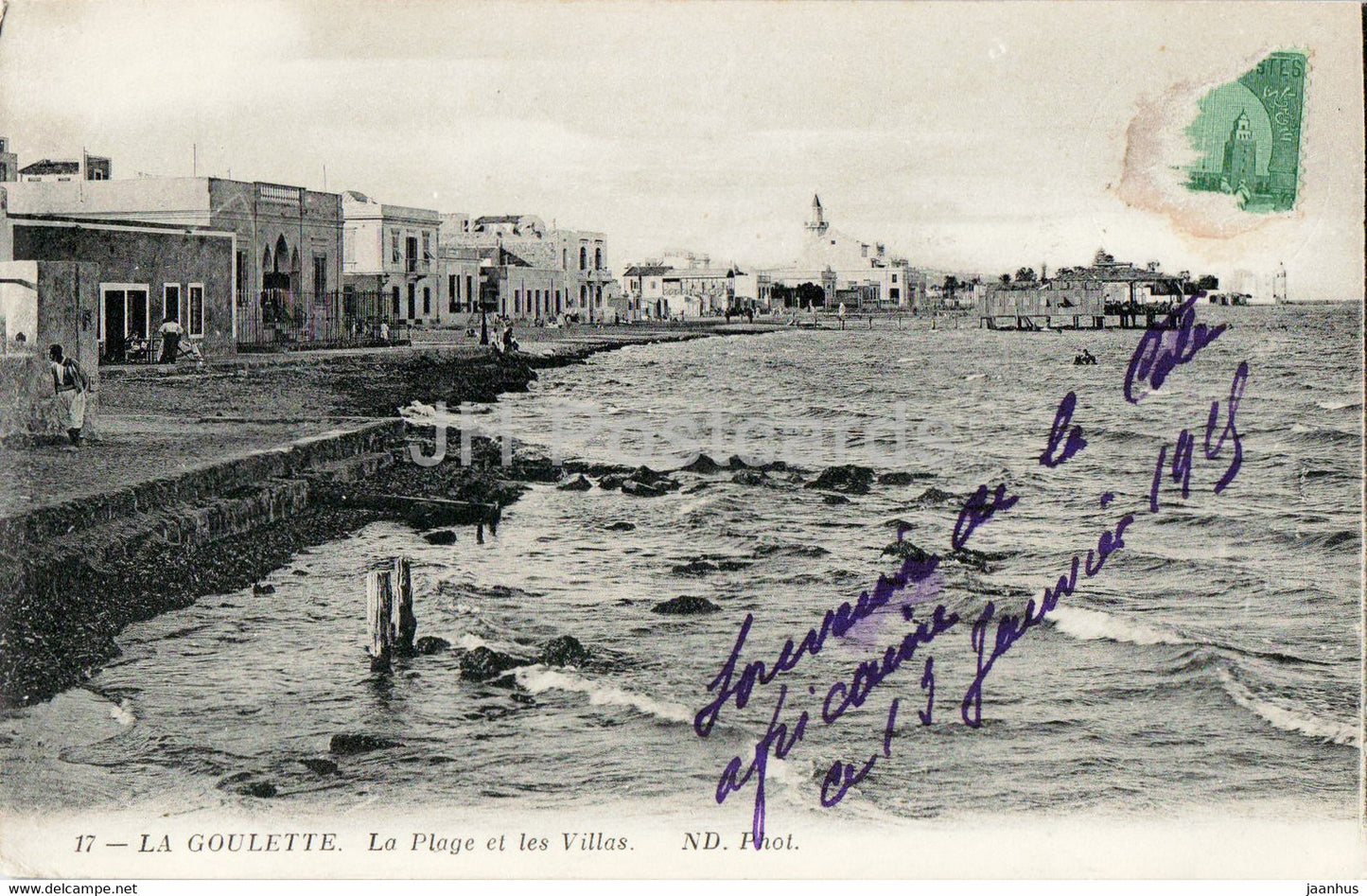 La Goulette - La Plage et les Villas - 17 - old postcard - Tunisia - used - JH Postcards