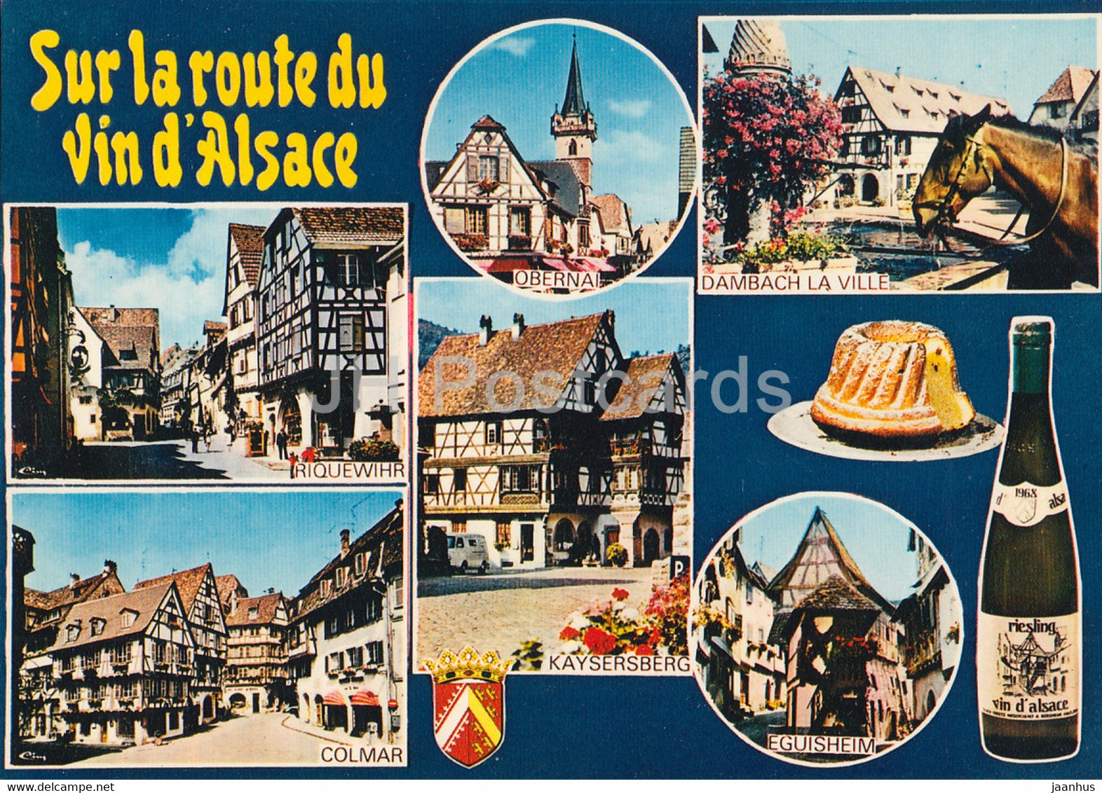 Sur la Route du Vin d'Alsace - Riquewihr - Obernai - Dambach La Ville - Colmar - wine - multiview - France - used - JH Postcards