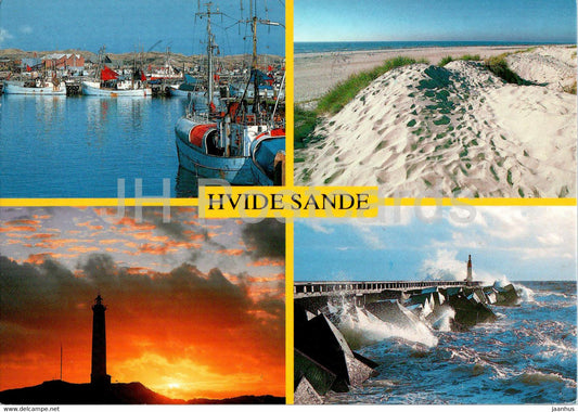 Hvide Sande - multiview - ship - boat - 1990 - Denmark - used - JH Postcards