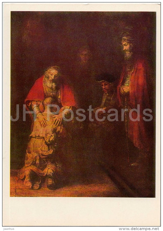 painting by Rembrandt - The Return of the Prodigal Son , 1668-69 - Dutch art - Russia USSR - 1982 - unused - JH Postcards