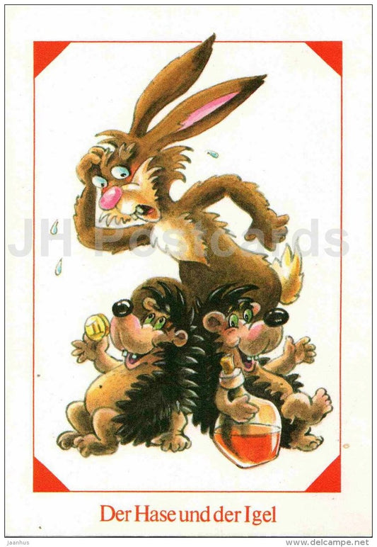 Der Hase und der Igel - illustration by K. Arnold - Hare and Hedgehog - Märchen - Fairy Tale - Germany - unused - JH Postcards