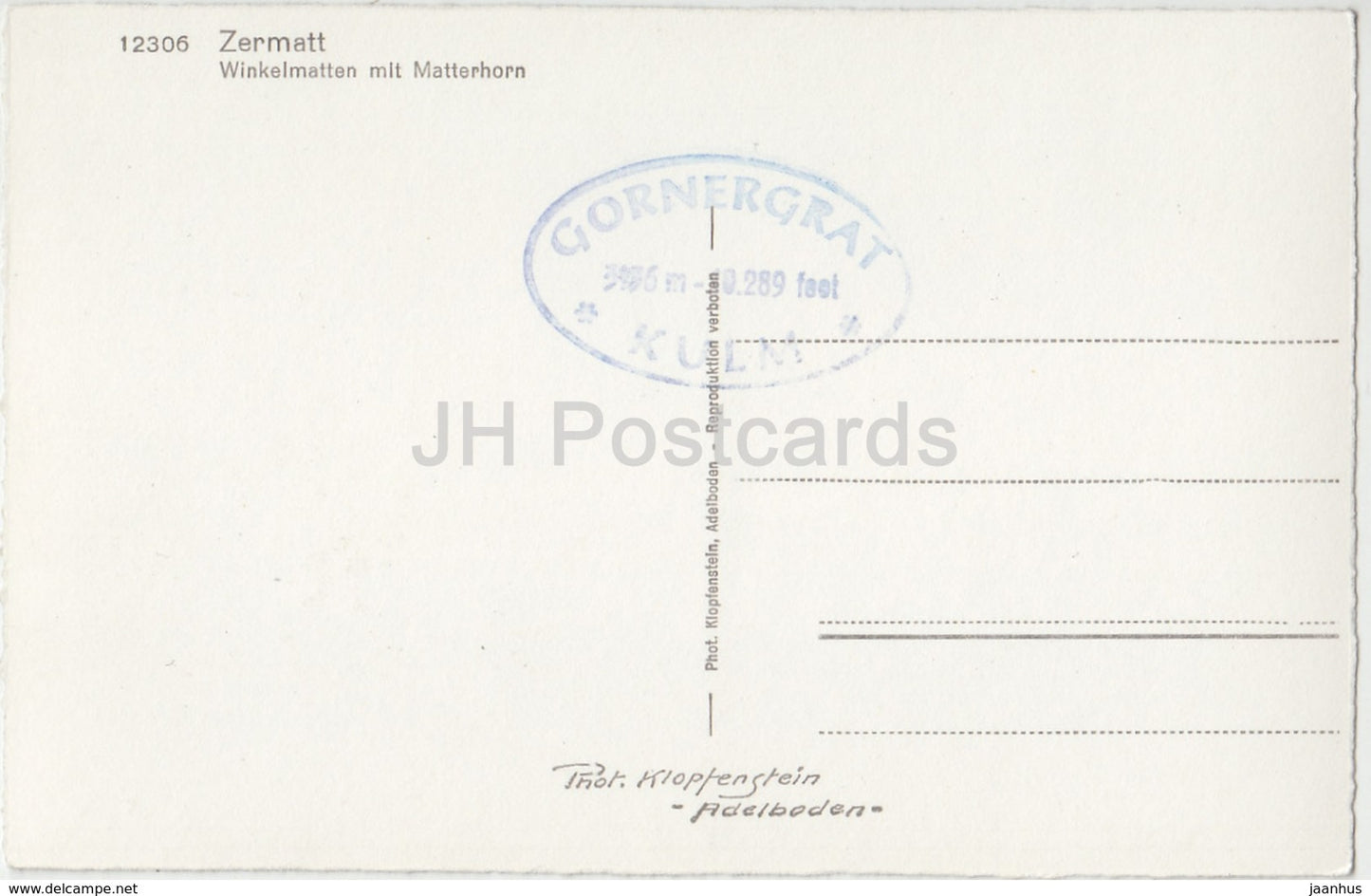 Zermatt - Winkelmatten mit Mattehorn - 12306 - Schweiz - alte Postkarte - unbenutzt