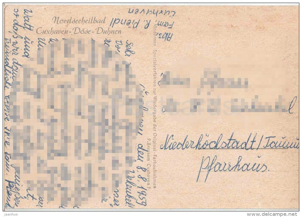 Nordseeheilbad Cuxhaven Döse Duhnen - Strand - beach - ship - Germany - 1959 gelaufen - JH Postcards
