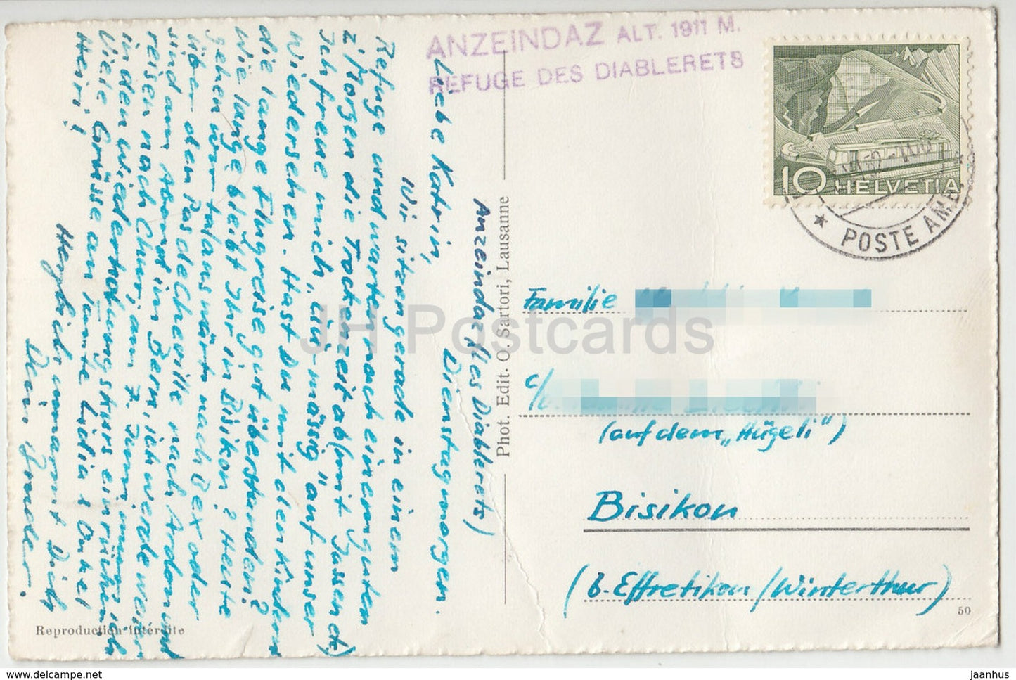 Chamossaire – Dents du Midi et Mont-Blanc – Vue Aerienne – 5577 – Schweiz – 1952 – gebraucht