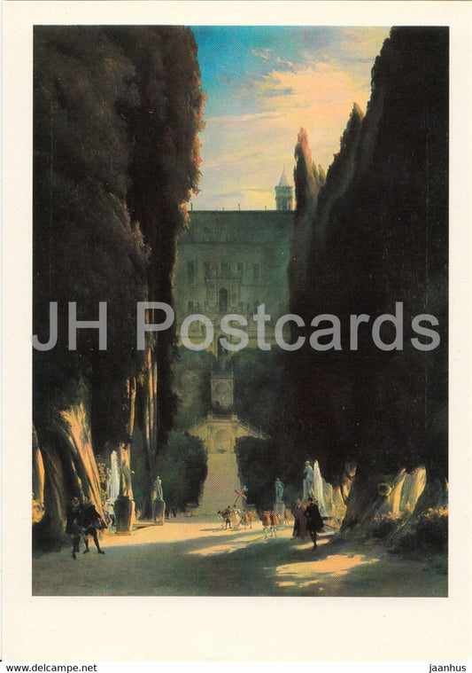 painting by Karl Blechen - Im Park der Villa d'Este - German art - DDR Germany - unused - JH Postcards