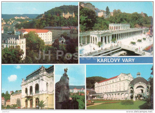 spa - sanatorium Thermal - Mill colonnade - theatre -Karlovy Vary - Karlsbad - Czechoslovakia - Czech - unused - JH Postcards