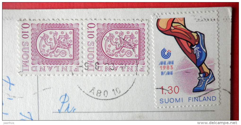 Rantasipi Hotels - surfing - squash - light atheletic - running - Finland - sent from Finland Turku to Estonia USSR 1983 - JH Postcards