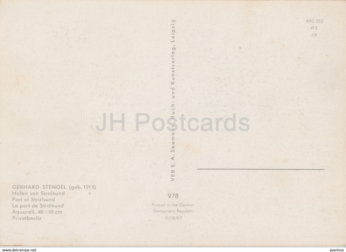 Gemälde von Gerhard Stengel - Hafen von Stralsund - Hafen von Stralsund - 978 - Deutsche Kunst - Deutschland DDR - unbenutzt