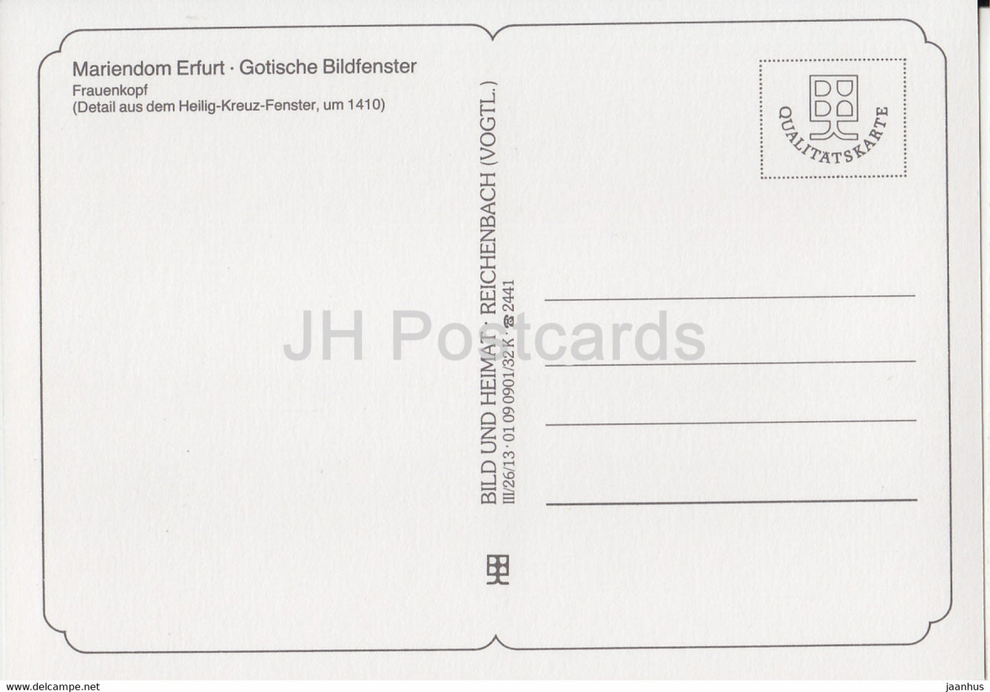 Frauenkopf - Mariendom Erfurt - Gotische Bildfenster - cathedral - DDR Germany - unused