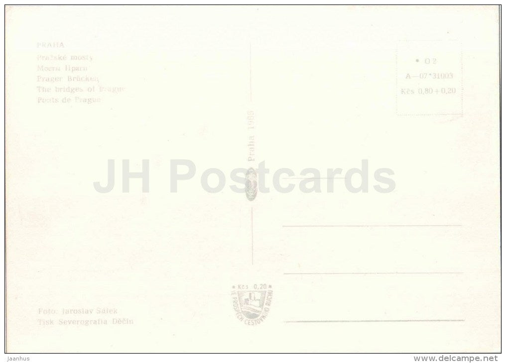 The Bridges of Prague - Praha - Prague - Czechoslovakia - Czech - 1965 - unused - JH Postcards