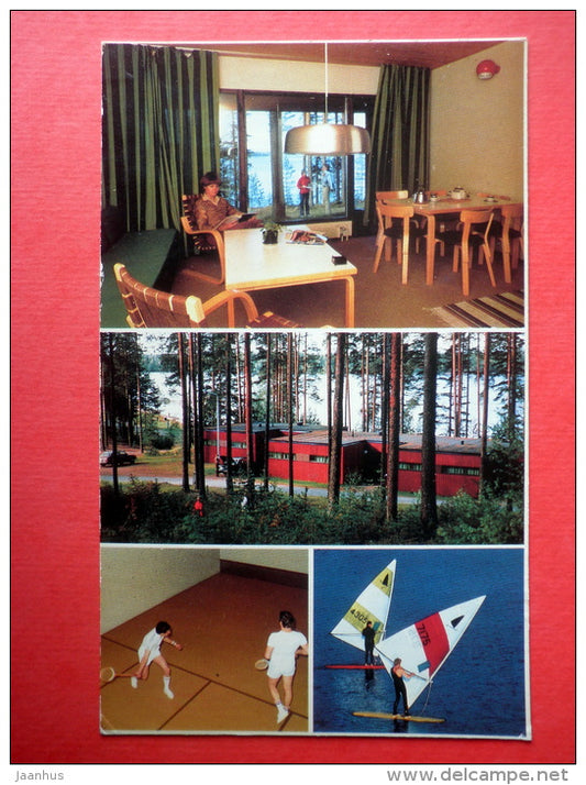 Rantasipi Hotels - surfing - squash - light atheletic - running - Finland - sent from Finland Turku to Estonia USSR 1983 - JH Postcards