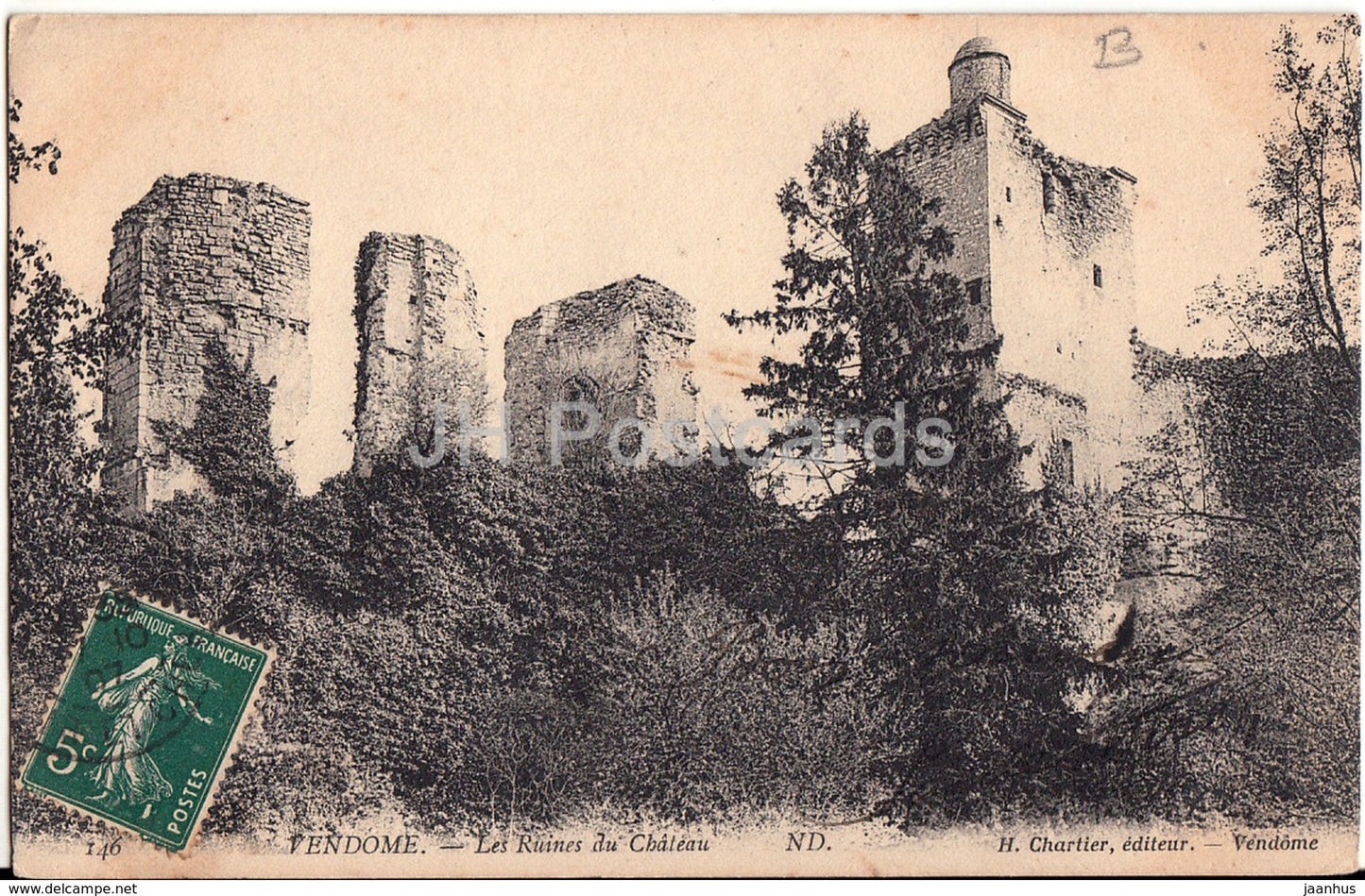 Vendome - Les Ruines du Chateau - castle ruines - 146 - old postcard - France - used - JH Postcards