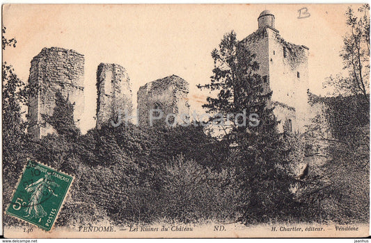 Vendome - Les Ruines du Chateau - castle ruines - 146 - old postcard - France - used - JH Postcards