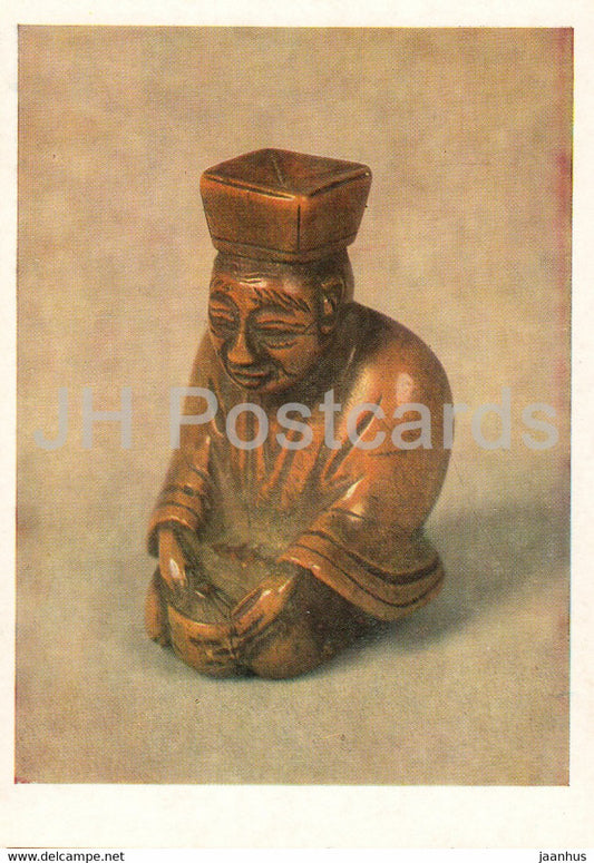 Netsuke - Japanese Tea Master Tya Dzin - wood - Japanese art - 1987 - Russia UUSR - unused - JH Postcards