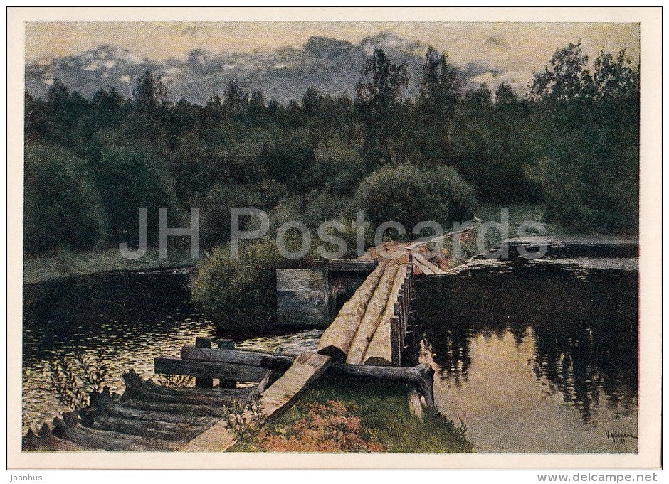 painting by I. Levitan - By the Slough , 1892 - Russian art - 1953 - Russia USSR - unused - JH Postcards
