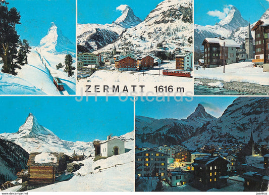 Zermatt - 1616 m - train - railway - multiview - 1969 - Switzerland - used - JH Postcards