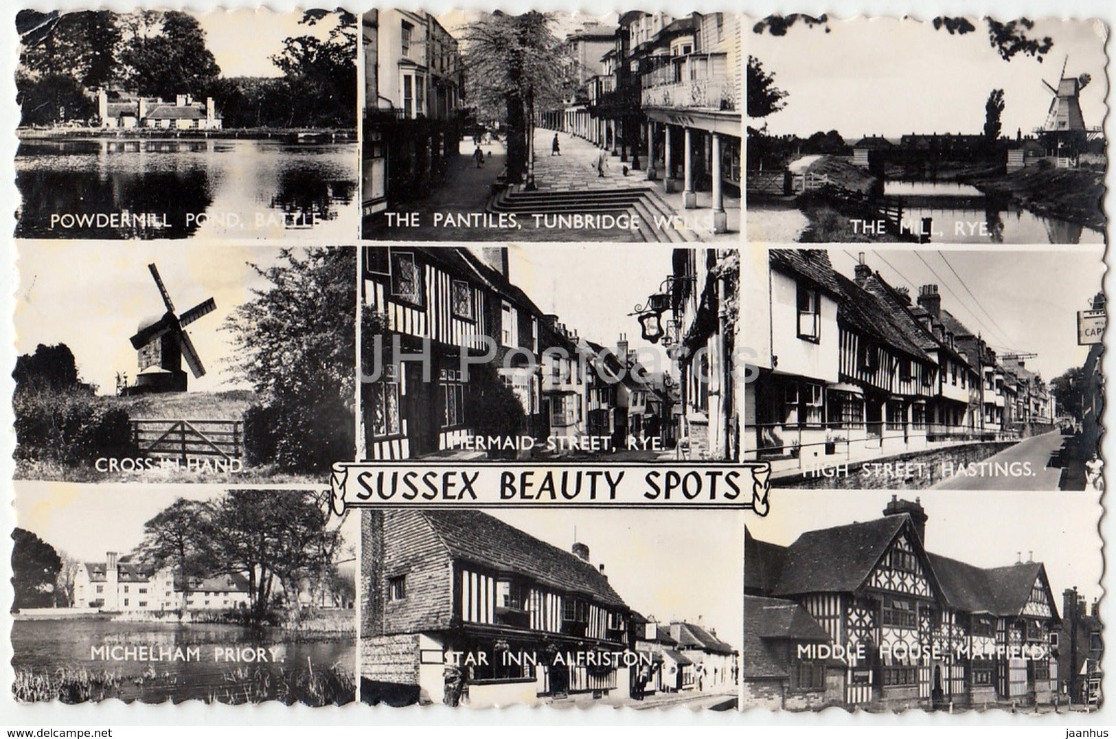 Sussex Beauty Spots - windmill - Old Bosham - multiview - 1964 - United Kingdom - England - used - JH Postcards