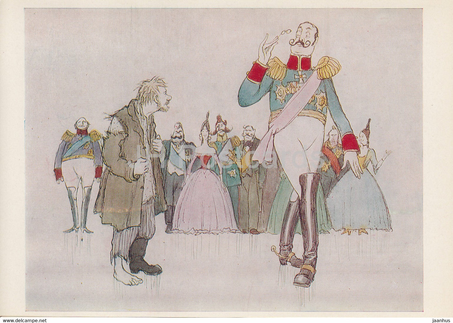 illustration by Kukryniksy - Tale of Cross-eyed Lefty from Tula and the Steel Flea - sovereign - Russia USSR - unused - JH Postcards