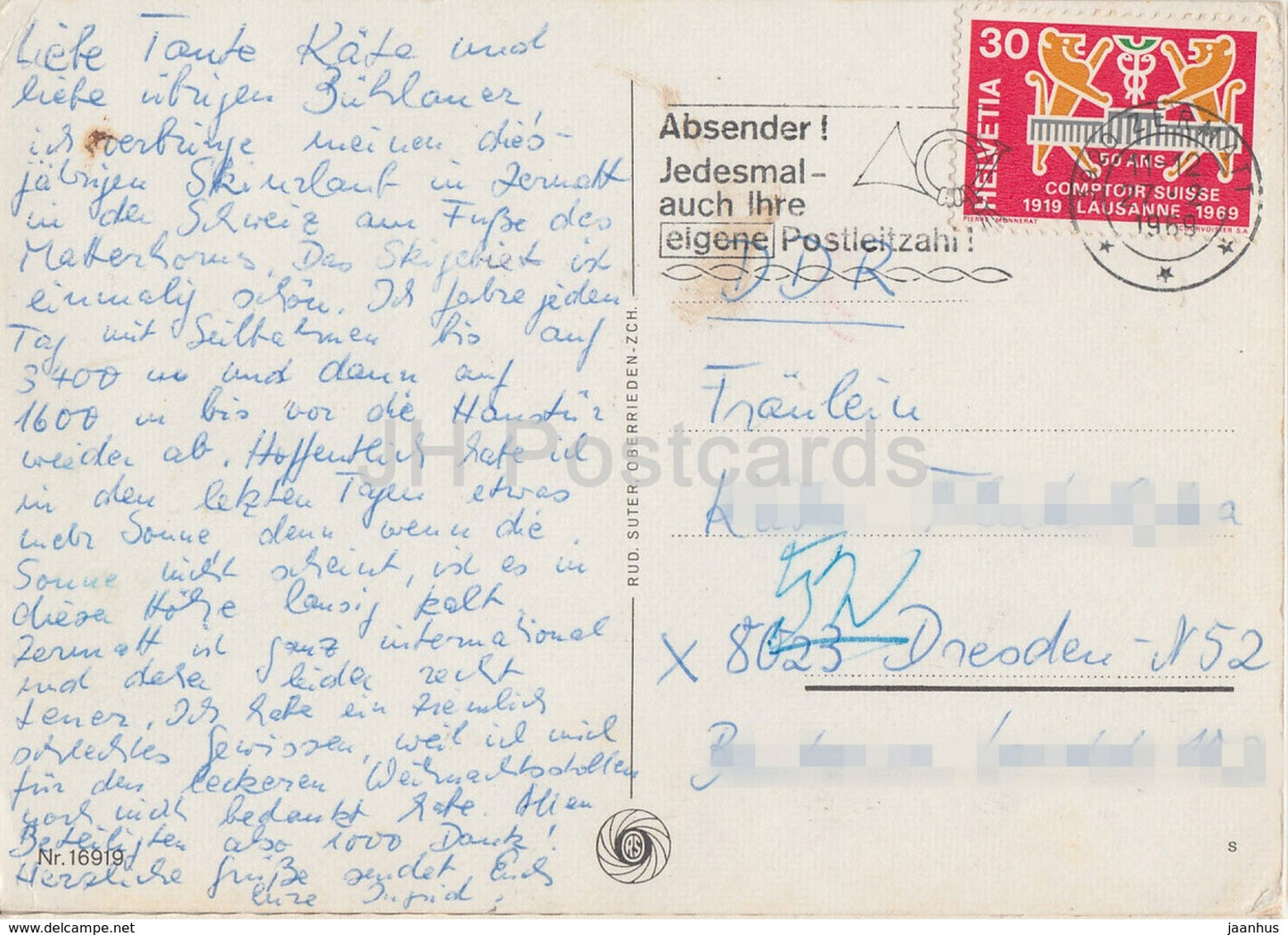 Zermatt - 1616 m - train - railway - multiview - 1969 - Switzerland - used