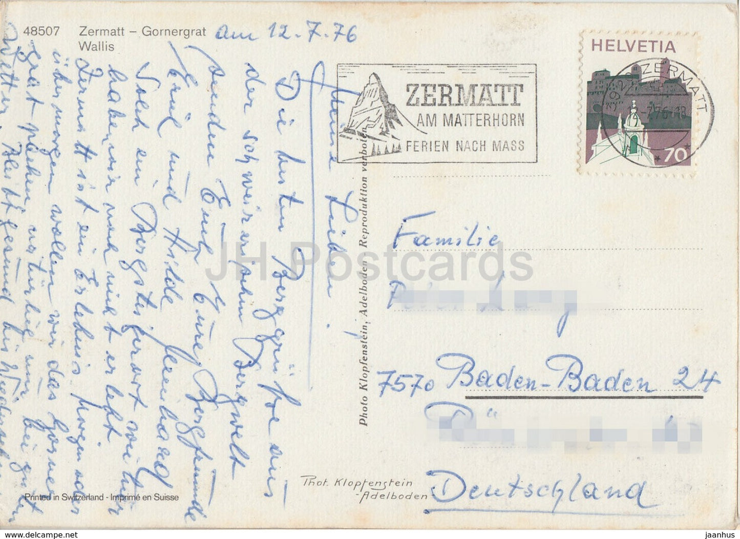 Zermatt Gornergrat - Wallis - train - 48507 - 1976 - Switzerland - used