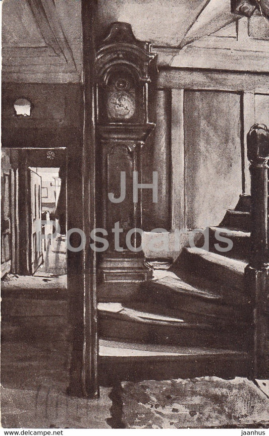 Ye Olde Cheshire Cheese - Grandfather Clock - drawing by F. Cox - old postcard - England - 1936 - United Kingdom - used - JH Postcards