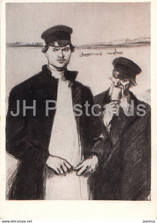 illustration by K. Rudakov - Foma and Mayakin - Foma Gordeyev by Gorky - 1960 - Russia USSR - unused - JH Postcards