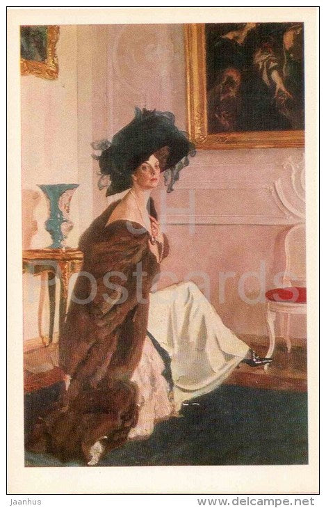 painting by V. Serov - Portrait of Countess Olga Orlova , 1911 - russian art - unused - JH Postcards