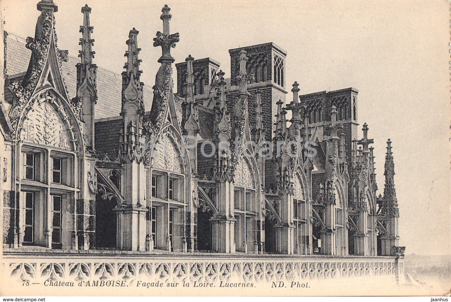 Chateau d' Amboise - Facade sur la Loire - Lucarnes - castle - 78 - old postcard - France - unused