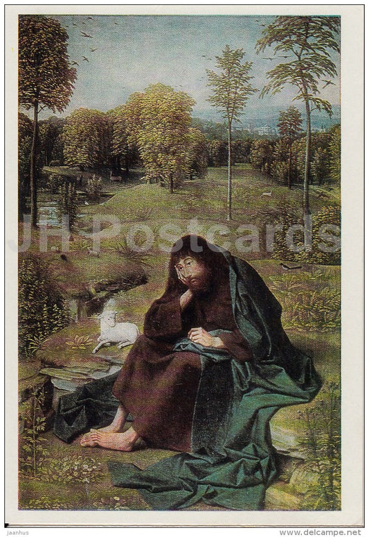 painting by Geertgen tot Sint Jans - John the Baptist in the wilderness - lamb - Dutch art - 1967 - Russia USSR - unused - JH Postcards