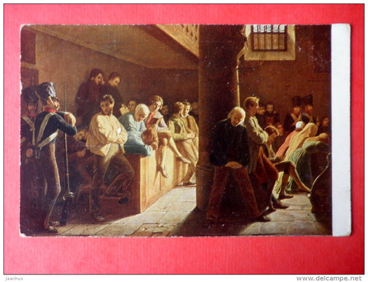 painting by W. Heine . Verbrecher in der Kirche - church - EAS - 26 - unused - JH Postcards
