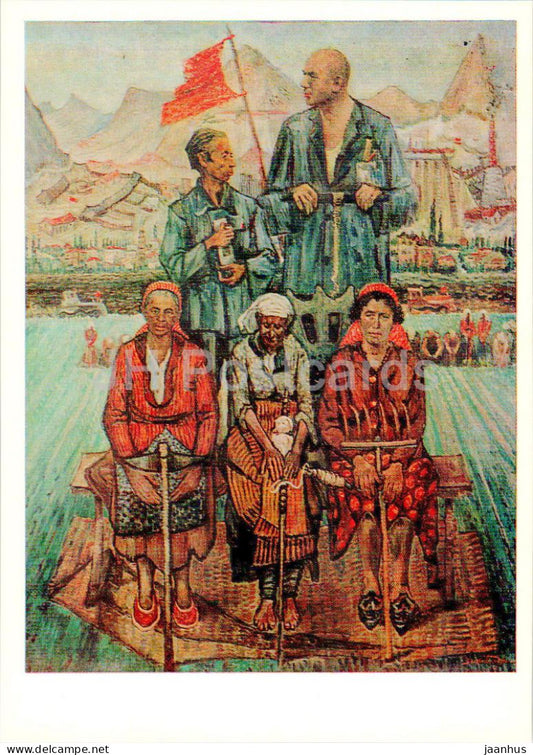 painting by Zlatyu Boyadzhiev - Members of a rural cooperative - Bulgarian art - 1978 - Russia USSR - unused - JH Postcards