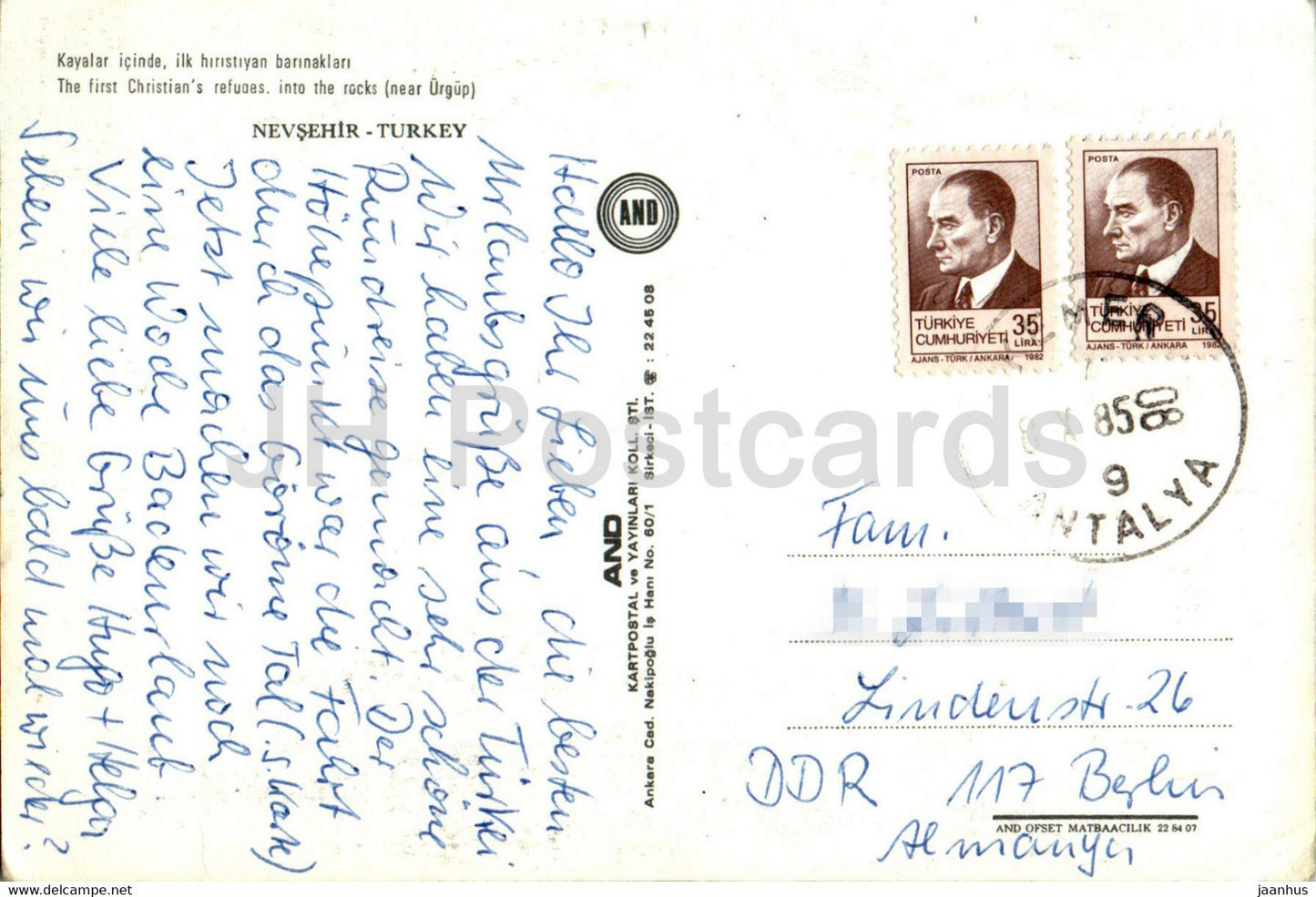 Nevsehir – Die Zufluchtsorte des ersten Christen im Felsen bei Urgup – 1985 – Türkei – verwendet
